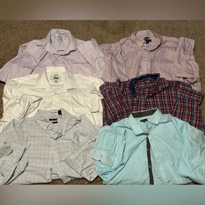 Set of 6 men’s long sleeve button up dress shirts 18,19,XL